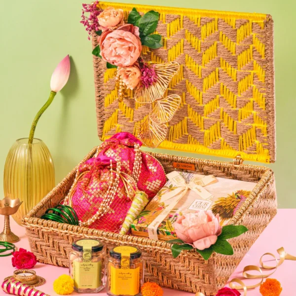 Luxury Hamper for Festival Celebration in Yellow Basket